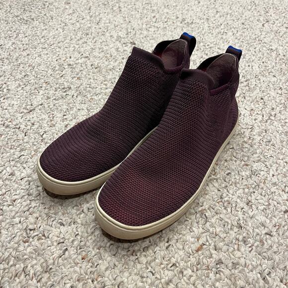Rothys The Chelsea Berry Lattice Knit High Top Ankle Boots Sz 10.5 Casual - Picture 1 of 8